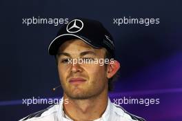 Pole sitter Nico Rosberg (GER) Mercedes AMG F1 in the FIA Press Conference. 05.07.2014. Formula 1 World Championship, Rd 9, British Grand Prix, Silverstone, England, Qualifying Day.