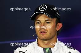 Pole sitter Nico Rosberg (GER) Mercedes AMG F1 in the FIA Press Conference. 05.07.2014. Formula 1 World Championship, Rd 9, British Grand Prix, Silverstone, England, Qualifying Day.