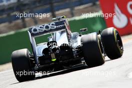 Kevin Magnussen (DEN) McLaren MP4-29 running flow-vis paint on the rear wing. 18.07.2014. Formula 1 World Championship, Rd 10, German Grand Prix, Hockenheim, Germany, Practice Day.