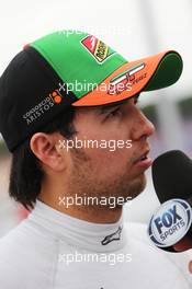 Sergio Perez (MEX) Sahara Force India F1 on the grid. 20.07.2014. Formula 1 World Championship, Rd 10, German Grand Prix, Hockenheim, Germany, Race Day.