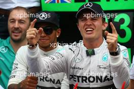 1st place Nico Rosberg (GER) Mercedes AMG F1 W05 and 3rd place Lewis Hamilton (GBR) Mercedes AMG F1 W05. 20.07.2014. Formula 1 World Championship, Rd 10, German Grand Prix, Hockenheim, Germany, Race Day.