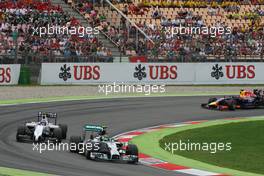 Nico Rosberg (GER) Mercedes AMG F1 W05 leads Valtteri Bottas (FIN) Williams FW36. 20.07.2014. Formula 1 World Championship, Rd 10, German Grand Prix, Hockenheim, Germany, Race Day.