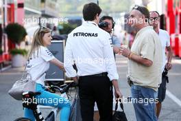 (L to R): Susie Wolff (GBR) Williams Development Driver with her husband Toto Wolff (GER) Mercedes AMG F1 Shareholder and Executive Director. 19.07.2014. Formula 1 World Championship, Rd 10, German Grand Prix, Hockenheim, Germany, Qualifying Day.