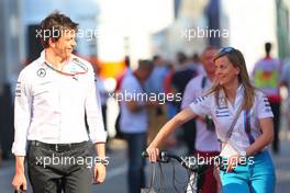 (L to R): Toto Wolff (GER) Mercedes AMG F1 Shareholder and Executive Director with his wife Susie Wolff (GBR) Williams Development Driver. 19.07.2014. Formula 1 World Championship, Rd 10, German Grand Prix, Hockenheim, Germany, Qualifying Day.