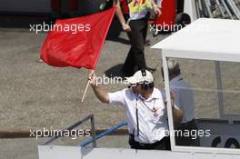 The red flag stops qualifying as Lewis Hamilton (GBR) Mercedes AMG F1 W05 crashes out. 19.07.2014. Formula 1 World Championship, Rd 10, German Grand Prix, Hockenheim, Germany, Qualifying Day.