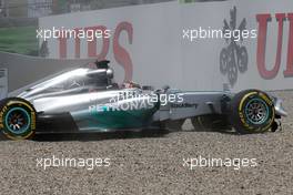 Lewis Hamilton (GBR), Mercedes AMG F1 Team crash during Q1 19.07.2014. Formula 1 World Championship, Rd 10, German Grand Prix, Hockenheim, Germany, Qualifying Day.