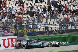 Lewis Hamilton (GBR) Mercedes AMG F1 W05 crashes out of the first session of qualifying. 19.07.2014. Formula 1 World Championship, Rd 10, German Grand Prix, Hockenheim, Germany, Qualifying Day.