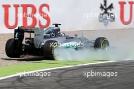 Lewis Hamilton (GBR), Mercedes AMG F1 Team crash during Q1 19.07.2014. Formula 1 World Championship, Rd 10, German Grand Prix, Hockenheim, Germany, Qualifying Day.