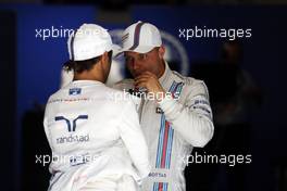 (L to R): Third placed Felipe Massa (BRA) Williams in qualifying parc ferme talks with second placed team mate Valtteri Bottas (FIN) Williams. 19.07.2014. Formula 1 World Championship, Rd 10, German Grand Prix, Hockenheim, Germany, Qualifying Day.