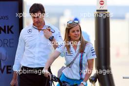 Susie Wolff (GBR) Williams Development Driver with her husband Toto Wolff (GER) Mercedes AMG F1 Shareholder and Executive Director. 19.07.2014. Formula 1 World Championship, Rd 10, German Grand Prix, Hockenheim, Germany, Qualifying Day.