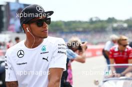 Lewis Hamilton (GBR) Mercedes AMG F1 on the drivers parade. 20.07.2014. Formula 1 World Championship, Rd 10, German Grand Prix, Hockenheim, Germany, Race Day.