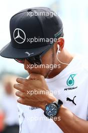 Lewis Hamilton (GBR) Mercedes AMG F1 on the drivers parade. 20.07.2014. Formula 1 World Championship, Rd 10, German Grand Prix, Hockenheim, Germany, Race Day.