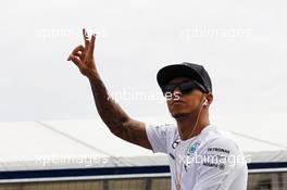 Lewis Hamilton (GBR) Mercedes AMG F1 on the drivers parade. 20.07.2014. Formula 1 World Championship, Rd 10, German Grand Prix, Hockenheim, Germany, Race Day.