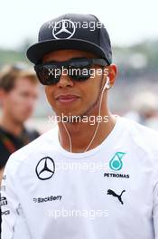 Lewis Hamilton (GBR) Mercedes AMG F1 on the drivers parade. 20.07.2014. Formula 1 World Championship, Rd 10, German Grand Prix, Hockenheim, Germany, Race Day.