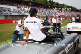 Lewis Hamilton (GBR) Mercedes AMG F1 on the drivers parade. 20.07.2014. Formula 1 World Championship, Rd 10, German Grand Prix, Hockenheim, Germany, Race Day.