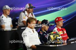 The FIA Press Conference (From back row (L to R): Kevin Magnussen (DEN) McLaren; Adrian Sutil (GER) Sauber; Nico Rosberg (GER) Mercedes AMG F1; Sebastian Vettel (GER) Red Bull Racing; Kimi Raikkonen (FIN) Ferrari. 17.07.2014. Formula 1 World Championship, Rd 10, German Grand Prix, Hockenheim, Germany, Preparation Day.