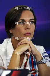 Claire Williams (GBR) Williams Deputy Team Principal in the FIA Press Conference. 25.07.2014. Formula 1 World Championship, Rd 11, Hungarian Grand Prix, Budapest, Hungary, Practice Day.