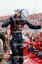 Race winner Daniel Ricciardo (AUS) Red Bull Racing celebrates in parc ferme. 27.07.2014. Formula 1 World Championship, Rd 11, Hungarian Grand Prix, Budapest, Hungary, Race Day.