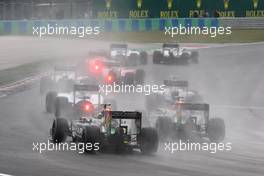 Start of the race, Sergio Perez (MEX), Sahara Force India  27.07.2014. Formula 1 World Championship, Rd 11, Hungarian Grand Prix, Budapest, Hungary, Race Day.