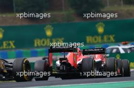 Max Chilton (GBR) Marussia F1 Team MR03 and Jules Bianchi (FRA) Marussia F1 Team MR03. 27.07.2014. Formula 1 World Championship, Rd 11, Hungarian Grand Prix, Budapest, Hungary, Race Day.