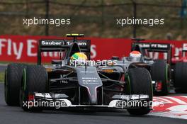 Esteban Gutierrez (MEX) Sauber C33 leads team mate Adrian Sutil (GER) Sauber C33. 27.07.2014. Formula 1 World Championship, Rd 11, Hungarian Grand Prix, Budapest, Hungary, Race Day.