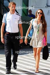 Jenson Button (GBR) McLaren with his girlfriend Jessica Michibata (JPN). 26.07.2014. Formula 1 World Championship, Rd 11, Hungarian Grand Prix, Budapest, Hungary, Qualifying Day.
