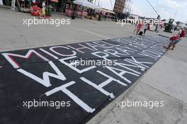A painted message of support for Michael Schumacher (GER). 26.07.2014. Formula 1 World Championship, Rd 11, Hungarian Grand Prix, Budapest, Hungary, Qualifying Day.