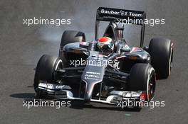Adrian Sutil (GER) Sauber C33 locks up under braking. 26.07.2014. Formula 1 World Championship, Rd 11, Hungarian Grand Prix, Budapest, Hungary, Qualifying Day.