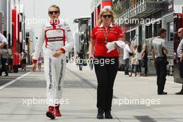 (L to R): Max Chilton (GBR) Marussia F1 Team with Laura Booth (GBR) Marussia F1 Team 26.07.2014. Formula 1 World Championship, Rd 11, Hungarian Grand Prix, Budapest, Hungary, Qualifying Day.