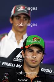 Sergio Perez (MEX) Sahara Force India F1 and Esteban Gutierrez (MEX) Sauber in the FIA Press Conference. 24.07.2014. Formula 1 World Championship, Rd 11, Hungarian Grand Prix, Budapest, Hungary, Preparation Day.