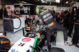 Sergio Perez (MEX) Sahara Force India F1 VJM07. 05.09.2014. Formula 1 World Championship, Rd 13, Italian Grand Prix, Monza, Italy, Practice Day.