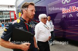 (L to R): Christian Horner (GBR) Red Bull Racing Team Principal with Bernie Ecclestone (GBR). 05.09.2014. Formula 1 World Championship, Rd 13, Italian Grand Prix, Monza, Italy, Practice Day.