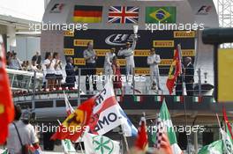 The podium (L to R): Nico Rosberg (GER) Mercedes AMG F1, second; Lewis Hamilton (GBR) Mercedes AMG F1, race winner; Felipe Massa (BRA) Williams, third. 07.09.2014. Formula 1 World Championship, Rd 13, Italian Grand Prix, Monza, Italy, Race Day.