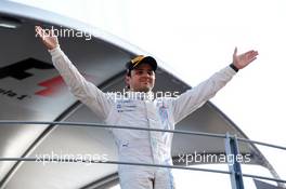 Felipe Massa (BRA) Williams celebrates his third position on the podium. 07.09.2014. Formula 1 World Championship, Rd 13, Italian Grand Prix, Monza, Italy, Race Day.