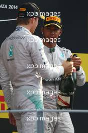 1st place Lewis Hamilton (GBR) Mercedes AMG F1, 2nd place Nico Rosberg (GER) Mercedes AMG F1  07.09.2014. Formula 1 World Championship, Rd 13, Italian Grand Prix, Monza, Italy, Race Day.