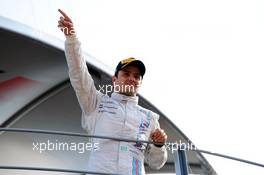 Felipe Massa (BRA) Williams celebrates his third position on the podium. 07.09.2014. Formula 1 World Championship, Rd 13, Italian Grand Prix, Monza, Italy, Race Day.