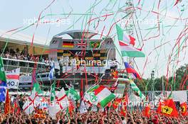 The podium (L to R): Nico Rosberg (GER) Mercedes AMG F1, second; Lewis Hamilton (GBR) Mercedes AMG F1, race winner; Felipe Massa (BRA) Williams, third. 07.09.2014. Formula 1 World Championship, Rd 13, Italian Grand Prix, Monza, Italy, Race Day.