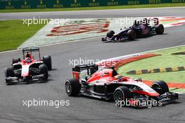 Jules Bianchi (FRA) Marussia F1 Team MR03 leads team mate Max Chilton (GBR) Marussia F1 Team MR03. 07.09.2014. Formula 1 World Championship, Rd 13, Italian Grand Prix, Monza, Italy, Race Day.