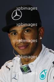 Lewis Hamilton (GBR) Mercedes AMG F1 in the FIA Press Conference. 06.09.2014. Formula 1 World Championship, Rd 13, Italian Grand Prix, Monza, Italy, Qualifying Day.
