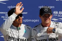 Lewis Hamilton (GBR), Mercedes AMG F1 Team and Nico Rosberg (GER), Mercedes AMG F1 Team  06.09.2014. Formula 1 World Championship, Rd 13, Italian Grand Prix, Monza, Italy, Qualifying Day.
