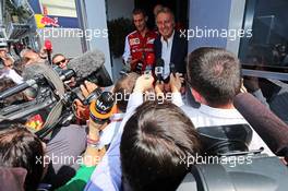 Luca di Montezemolo (ITA) Ferrari President with the media. 06.09.2014. Formula 1 World Championship, Rd 13, Italian Grand Prix, Monza, Italy, Qualifying Day.