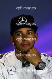 Lewis Hamilton (GBR) Mercedes AMG F1 in the FIA Press Conference. 06.09.2014. Formula 1 World Championship, Rd 13, Italian Grand Prix, Monza, Italy, Qualifying Day.