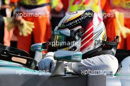 Lewis Hamilton (GBR) Mercedes AMG F1 W05 in parc ferme. 06.09.2014. Formula 1 World Championship, Rd 13, Italian Grand Prix, Monza, Italy, Qualifying Day.