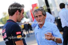 (L to R): Jean-Eric Vergne (FRA) Scuderia Toro Rosso with Alain Prost (FRA). 06.09.2014. Formula 1 World Championship, Rd 13, Italian Grand Prix, Monza, Italy, Qualifying Day.