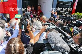 Luca di Montezemolo (ITA) Ferrari President with the media. 06.09.2014. Formula 1 World Championship, Rd 13, Italian Grand Prix, Monza, Italy, Qualifying Day.