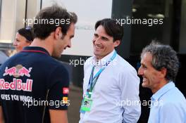 (L to R): Jean-Eric Vergne (FRA) Scuderia Toro Rosso with Sebastien de Chaunac (FRA) Former Tennis Player, and Alain Prost (FRA). 06.09.2014. Formula 1 World Championship, Rd 13, Italian Grand Prix, Monza, Italy, Qualifying Day.