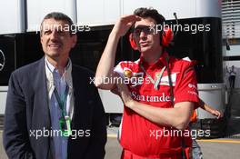 (L to R): Guenther Steiner (ITA) Haas F1 Team Prinicipal with Mattia Binotto (ITA) Ferrari Race Engine Manager. 06.09.2014. Formula 1 World Championship, Rd 13, Italian Grand Prix, Monza, Italy, Qualifying Day.