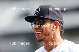 Lewis Hamilton (GBR) Mercedes AMG F1 on the drivers parade. 07.09.2014. Formula 1 World Championship, Rd 13, Italian Grand Prix, Monza, Italy, Race Day.