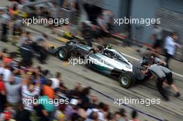 Mercedes AMG F1 practice pit stops. 04.09.2014. Formula 1 World Championship, Rd 13, Italian Grand Prix, Monza, Italy, Preparation Day.