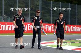 Romain Grosjean (FRA) Lotus F1 Team walks the circuit. 04.09.2014. Formula 1 World Championship, Rd 13, Italian Grand Prix, Monza, Italy, Preparation Day.